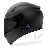 GDM GHOST Full Face Motorcycle Helmet + Intercom Bluetooth Headset + Smoked Shield