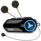 GDM GHOST Full Face Motorcycle Helmet + Intercom Bluetooth Headset + Smoked Shield