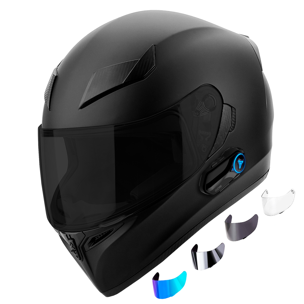 GDM Ghost Bluetooth Motorcycle Helmet with Intercom and 4 Shields ...