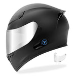 GDM GHOST Full Face Motorcycle Helmet + Intercom Bluetooth Headset + Chrome Shield