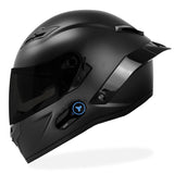 GDM Demon Full Face Motorcycle Helmet + Intercom Bluetooth Headset + Smoked Shield