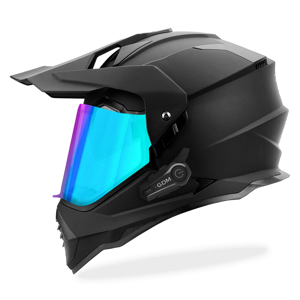 gdm motorcycle helmet GDM Beast Dual Sport Helmet Matte Black X-Large / Matte Black / Iridium & Clear