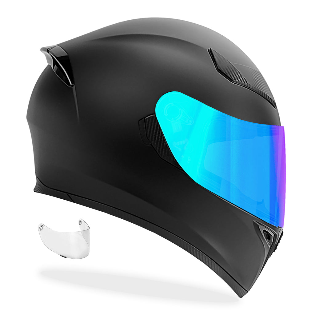 GDM Ghost Full Face Motorcycle Helmet Matte Black X-Large / Matte Black / Iridium & Clear