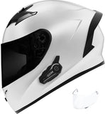 GDM VENOM Full Face Motorcycle Helmet + GDM HYPERSONIC Bluetooth Intercom White